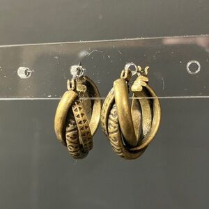 Lia Sophia Matte Gold “Intertwined” Hoop Earrings in EUC